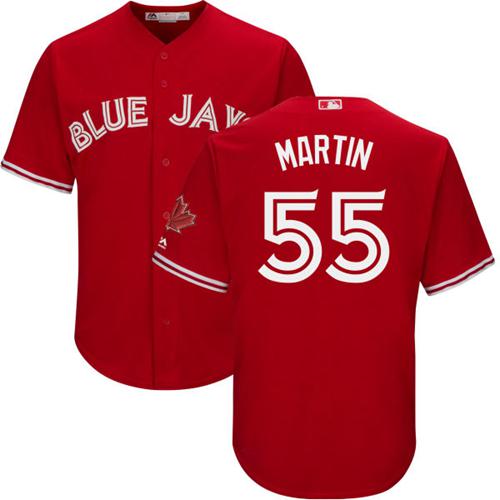 Blue Jays #55 Russell Martin Red New Cool Base Canada Day Stitched MLB Jersey - Click Image to Close